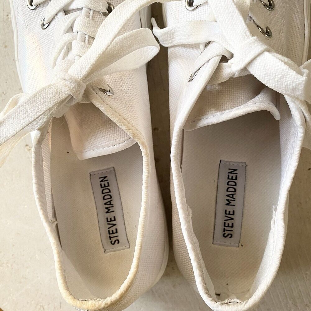 Steve Madden Women's Elore Sneakers Lace Up Shoes Size 9 M White - Picture 7 of 8